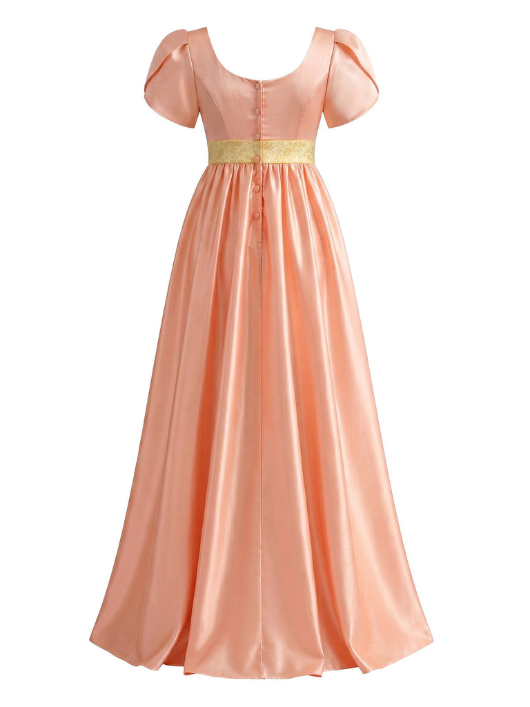 Robe Satin Col Carré Taille Empire Années 1930 3