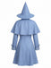 Ensemble de costume de sorcière bleu avec robe, cape et chapeau années 1950