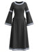 Robe médiévale Renaissance à col rond et manches cloche années 1930