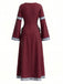 Robe médiévale Renaissance à col rond et manches cloche années 1930