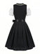 3PCS Robe Coton à Pois & Tablier Vichy & Haut Épaules Dénudées Années 1950 2