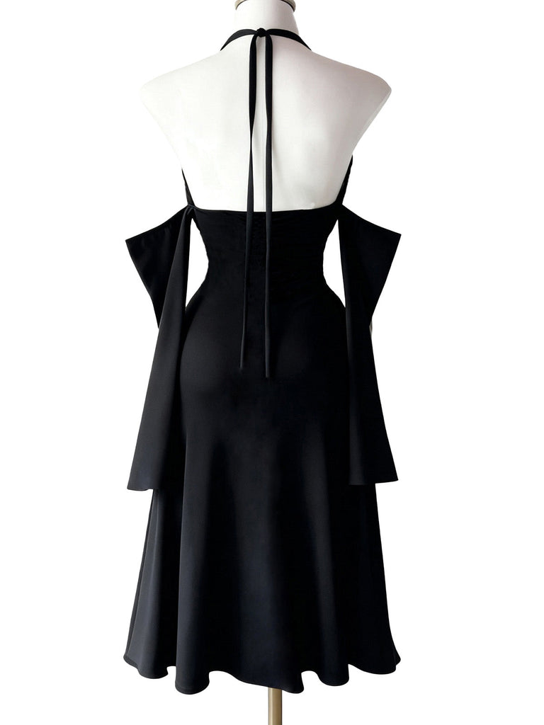 Robe Longue Gothique Dos-Nu Manches Drapées Fente Haute Années 1960 5