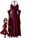 Robe Longue Gothique Dos-Nu Manches Drapées Fente Haute Années 1960