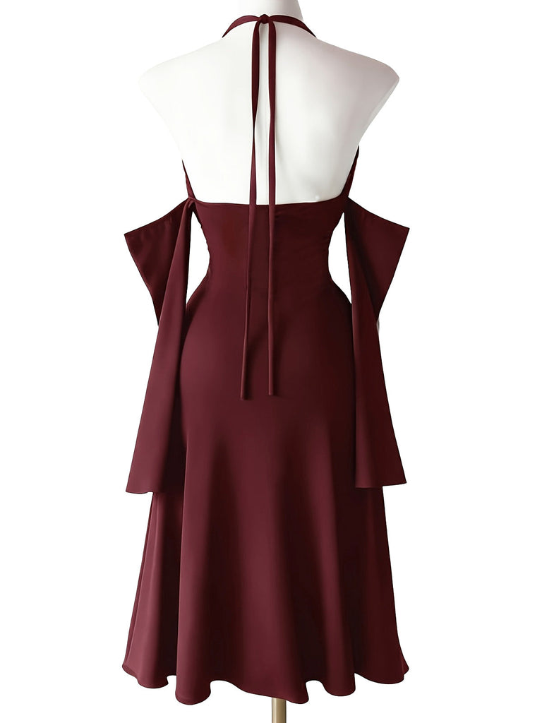 Robe Longue Gothique Dos-Nu Manches Drapées Fente Haute Années 1960 3
