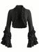 Veste gothique noire à volants et manches longues pour Halloween années 1950