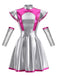 Robe Metallic Futuristic Space Plissé Années 1970
