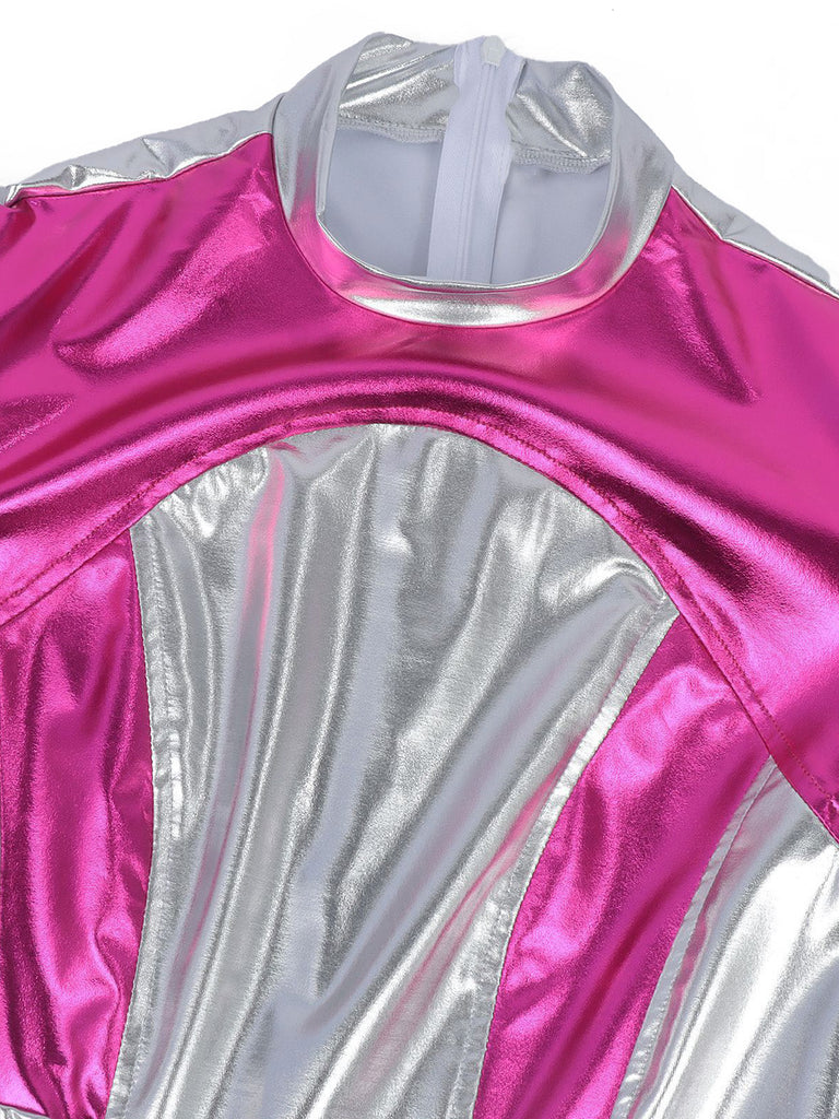 Robe Metallic Futuristic Space Plissé Années 1970