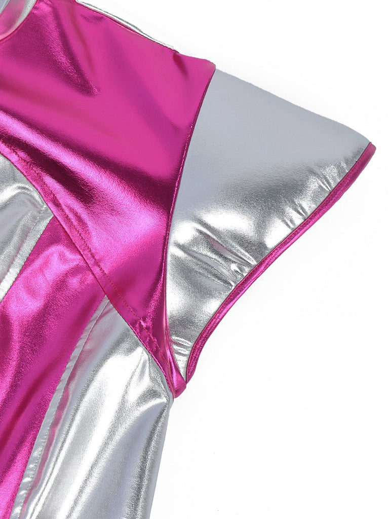 Robe Metallic Futuristic Space Plissé Années 1970