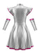 Robe Métallique Argent Fuchsia Avec Brassards Années 1970