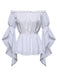 2PCS Lie-de-Vin Off‑Shoulder Top et à Volants Étagés Volant Jupe Années 1950