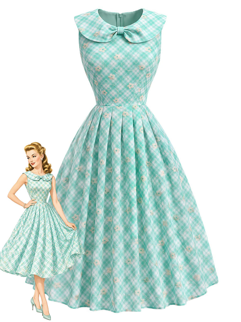 [Prévente] Robe à Col Claudine avec Poches Vert Glacé Années 1950