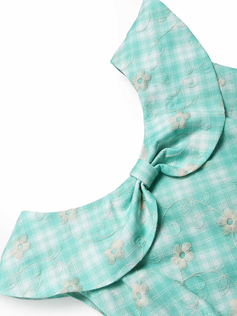 [Prévente] Robe à Col Claudine avec Poches Vert Glacé Années 1950