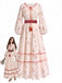 [Prévente] Robe Boho Floral Brodé Manches Lanternes Maxi Années 1970