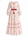 [Prévente] Robe Boho Floral Brodé Manches Lanternes Maxi Années 1970