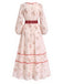 [Prévente] Robe Boho Floral Brodé Manches Lanternes Maxi Années 1970