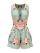 [Prévente] Combishort Vert Menthe Col V Symmetrical Floral Années 1950 2