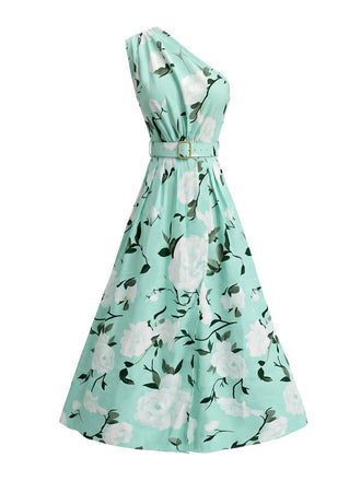 Ice Green 1950s Floral Vintage Classic Dress 2