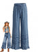 Pantalon Ruffled Ourlet Jambes Larges Denim Années 1970