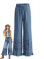 Pantalon Bleu À Franges Bohemien Denim Années 1970