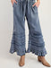 Pantalon Ruffled Ourlet Jambes Larges Denim Années 1970