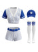 Ensemble costume de joueur de baseball à fines rayures avec chapeau et chaussettes années 1970