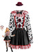 Ensemble costume de clown rouge et noir Halloween Années 1950