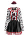Ensemble costume de clown rouge et noir Halloween Années 1950