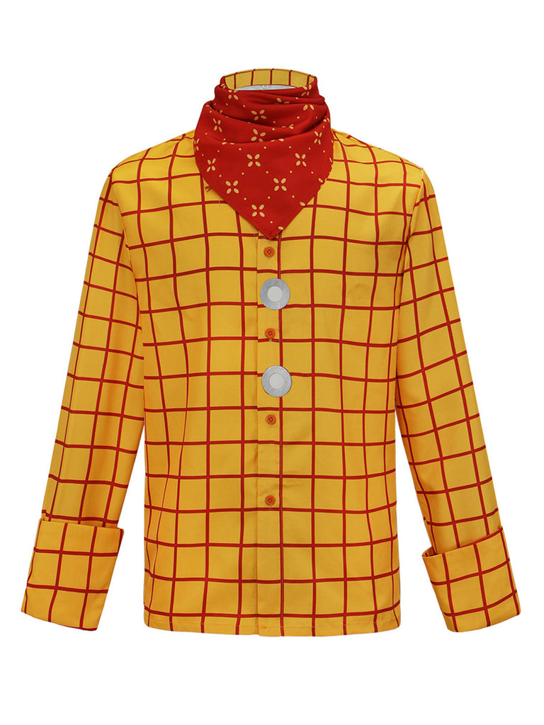 Chemise de cowgirl shérif à carreaux avec gilet pour Halloween années 1980