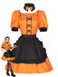 Ensemble robe de costume servante citrouille d'Halloween nœud années 1950