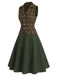 [Prévente] Ensemble 2PCS vert à carreaux avec gilet et jupe en A Années 1940