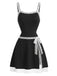 [Prévente] Robe Caraco Noire Nœud Blanc Dentelle Années 1960 2