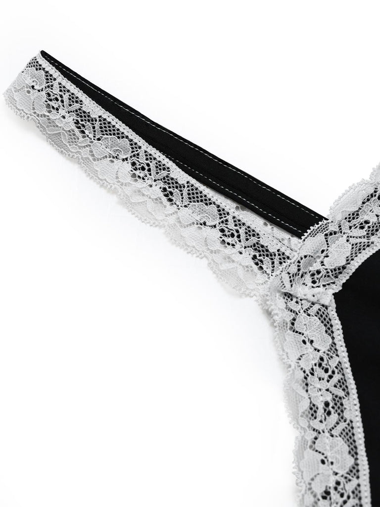 [Prévente] Robe Caraco Noire Nœud Blanc Dentelle Années 1960 7