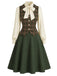 [Prévente] Ensemble 3PCS avec blouse à col lavallière, gilet à carreaux et jupe en A Années 1940
