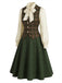 [Prévente] Ensemble 3PCS avec blouse à col lavallière, gilet à carreaux et jupe en A Années 1940