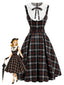 [Prévente] Robe carreaux noirs et rouges col Claudine années 1950