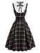 [Prévente] Robe à Col Claudine à Carreaux Noir et Rouge Années 1950