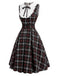 [Prévente] Robe à Col Claudine à Carreaux Noir et Rouge Années 1950