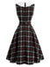 [Prévente] Robe à Col Claudine à Carreaux Noir et Rouge Années 1950