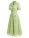 [Prévente] Robe Chemise Chartreuse Dentelle Ceinturée Col Revers avec Poches Années 1940 3