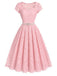 [Prévente] Robe Rose Sweetheart Dentelle Pearl Belt Umbrella Années 1950