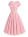 [Prévente] Robe Rose Sweetheart Dentelle Pearl Belt Umbrella Années 1950