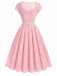 [Prévente] Robe Rose Sweetheart Dentelle Pearl Belt Umbrella Années 1950