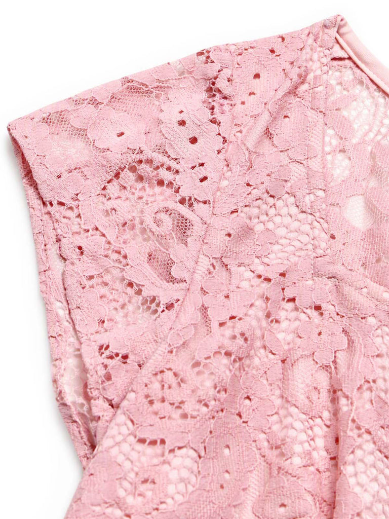 [Prévente] Robe Rose Sweetheart Dentelle Pearl Belt Umbrella Années 1950