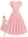 [Prévente] Robe Rose Sweetheart Dentelle Pearl Belt Umbrella Années 1950