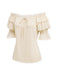 [Prévente] Tops Beige Convertible Off‑Shoulder Dentelle Volant Années 1970