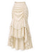 [Prévente] Jupe Beige Dentelle Asymétrique Taille Haute à Volants Étagés Volant Jupe Années 1970
