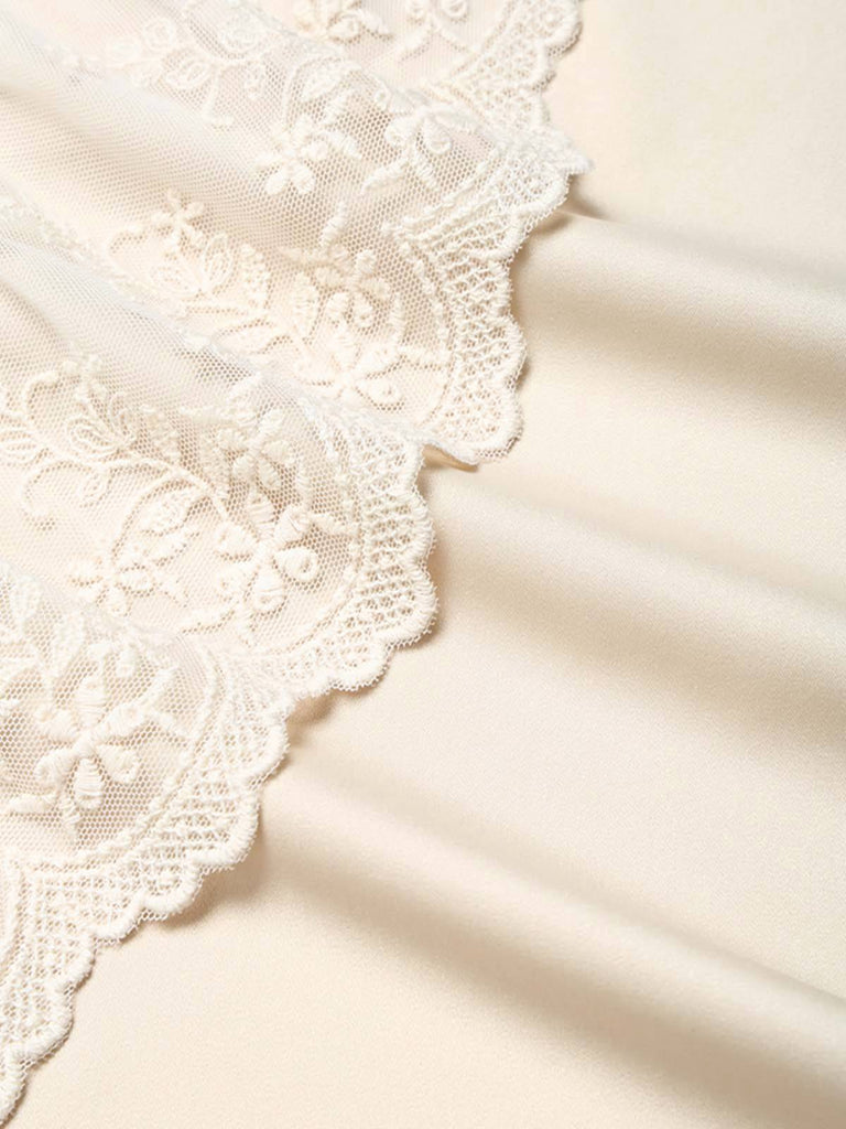 [Prévente] 2PCS Beige Off‑Shoulder Dentelle Volant Top et Asymétrique Jupe Années 1970