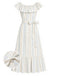 [Prévente] Robe Brodé Floral Stripe Convertible Volant Col Années 1930