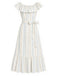 [Prévente] Robe Brodé Floral Stripe Convertible Volant Col Années 1930