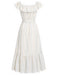[Prévente] Robe Brodé Floral Stripe Convertible Volant Col Années 1930